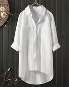 Laluna® | Losse effen blouse met lange mouwen