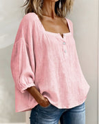 Blouse Eenvoudig Vierkante Hals met Lange Mouwen