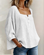 Blouse Eenvoudig Vierkante Hals met Lange Mouwen
