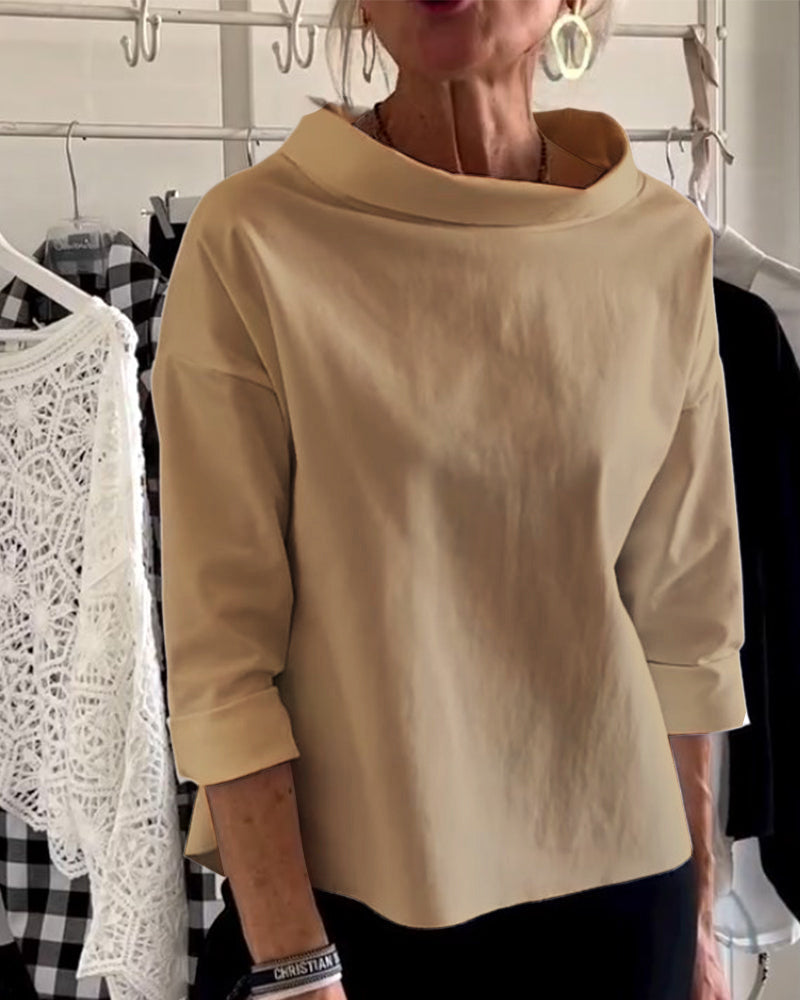Laluna® | Casual top met effen revers