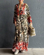 Laluna® | Losse V-hals jurk met print