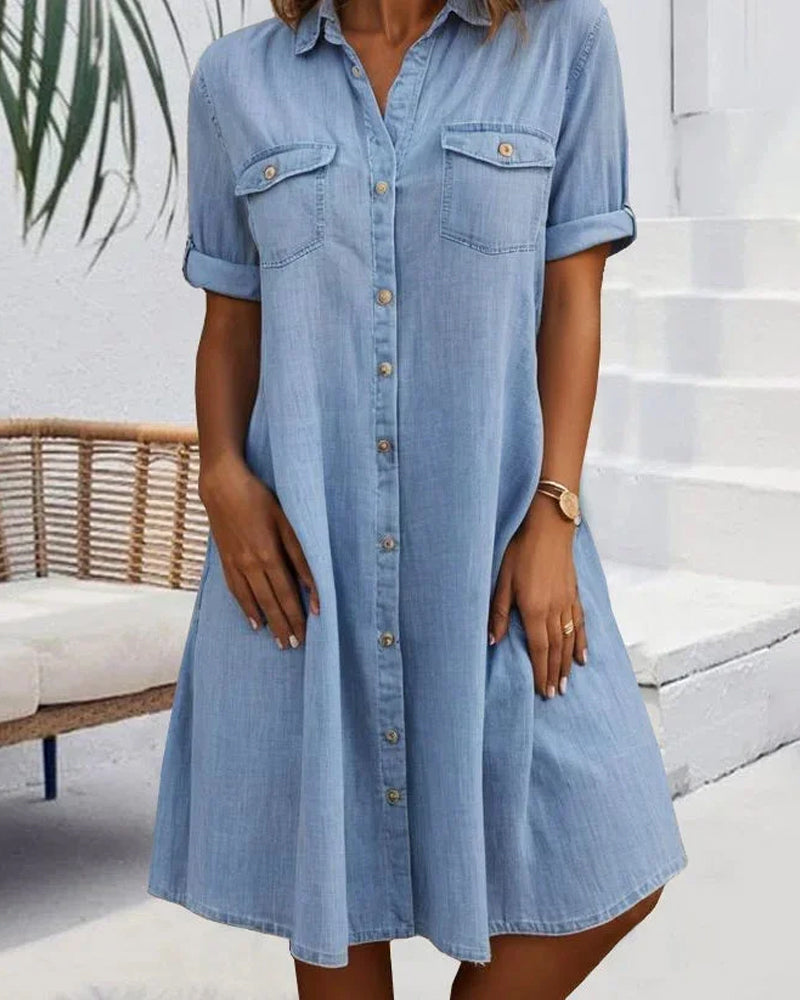 Laluna® | Casual Jeansjurk met Kraag