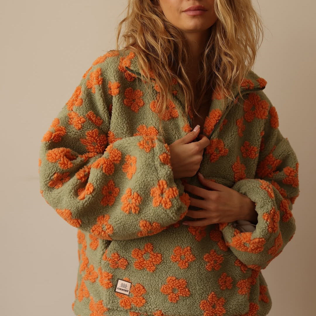 Laluna® | Fleecetrui met bloemenprint