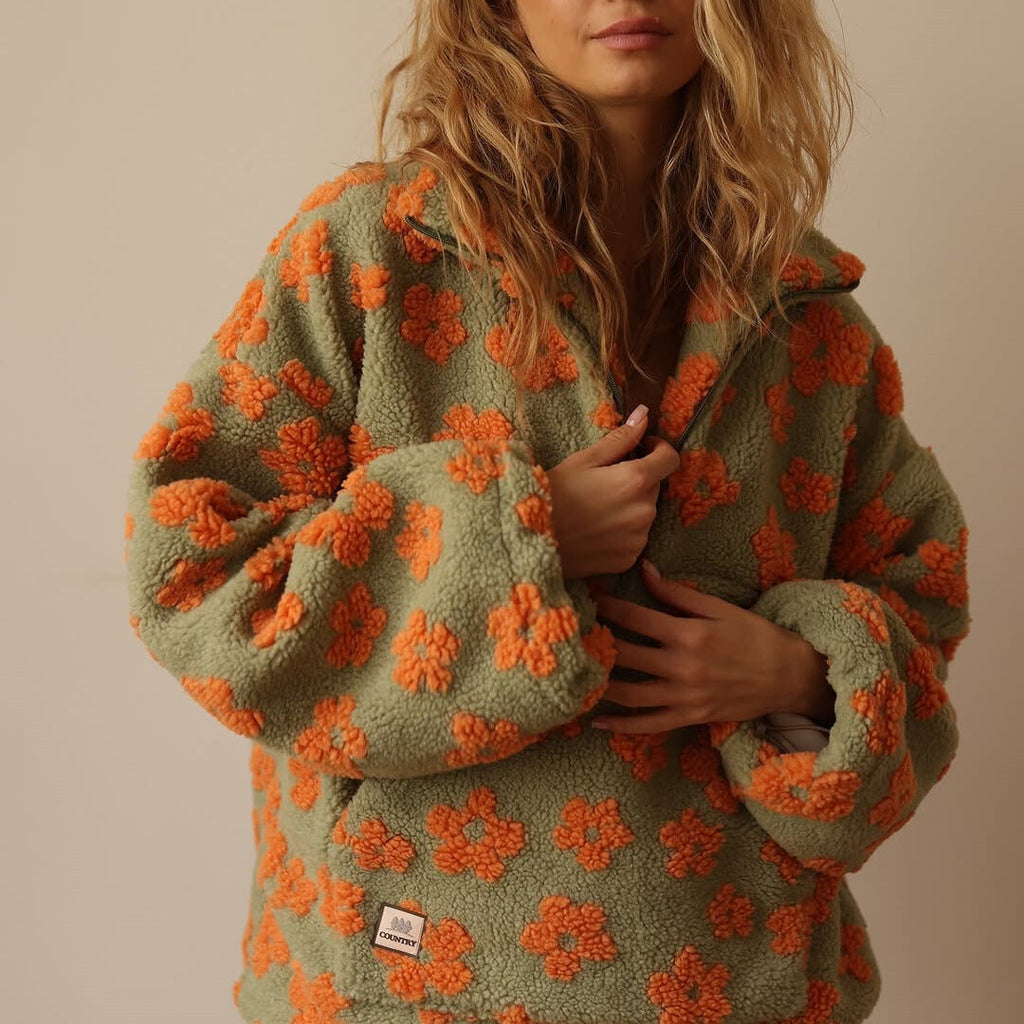 Laluna® | Fleece trui met bloemenprint