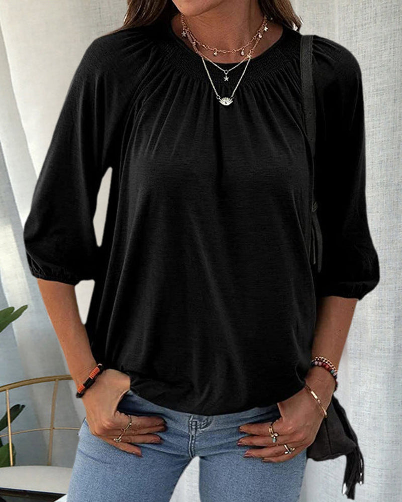 Laluna® | T-shirt met ronde hals en 3/4-mouwen
