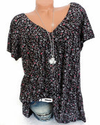 Laluna® | Katoenen T-shirt met korte mouwen en V-hals