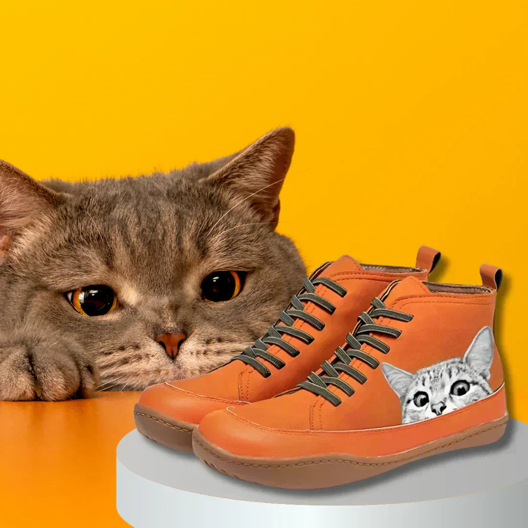 Laluna® | Leren enkellaarsjes voor kattenliefhebbers