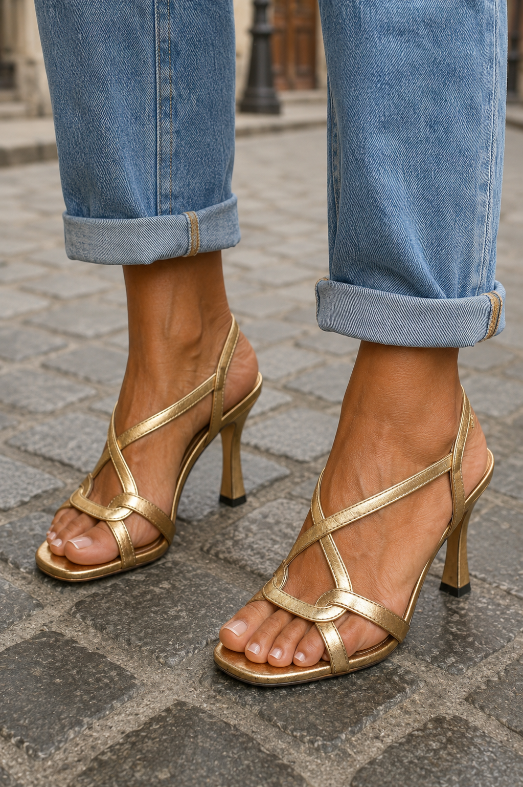 Elisabetta | Gouden Elegante Sandalen