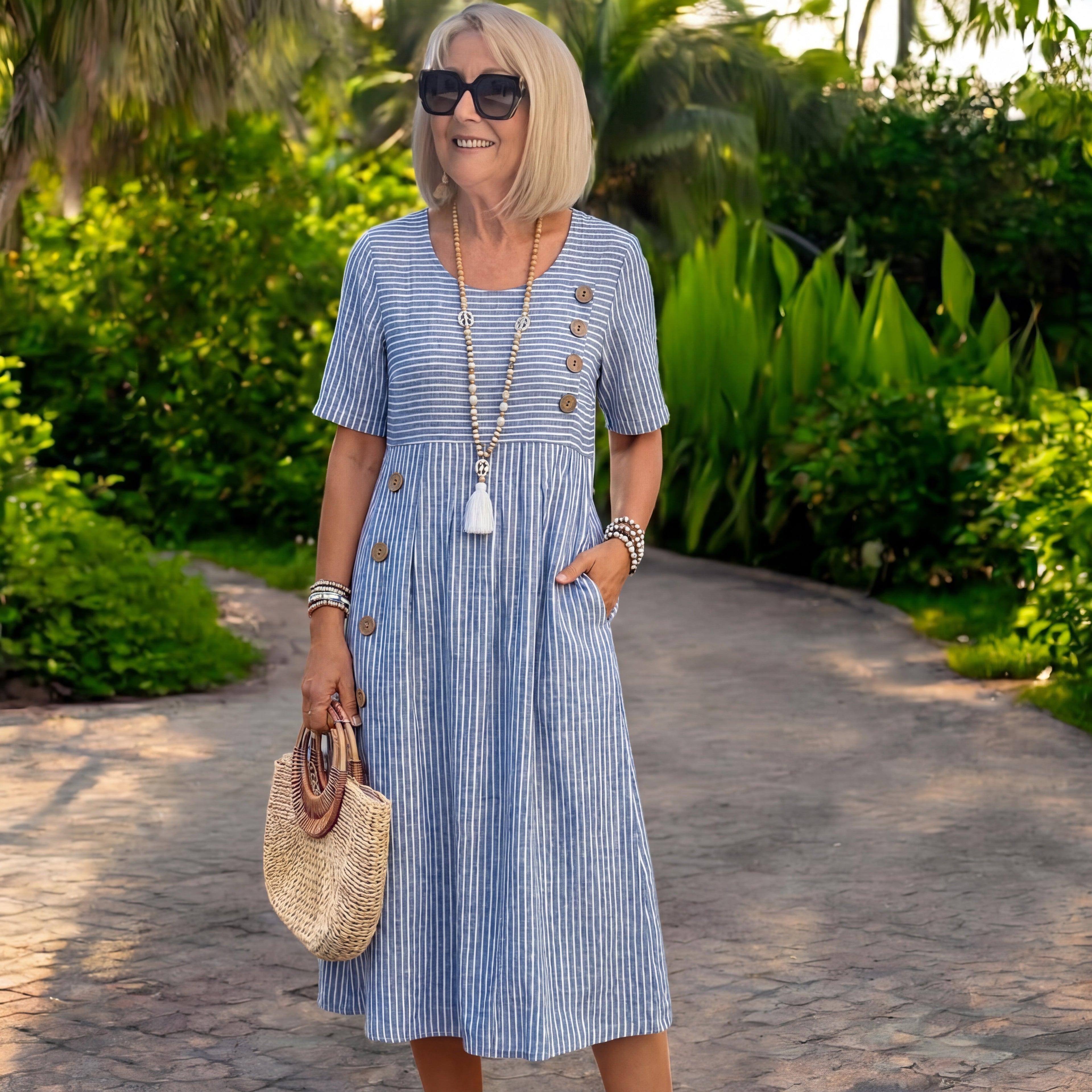 Julia | Gestreepte Midi Jurk