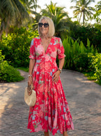 Anouk | Bloemenjurk met V-hals