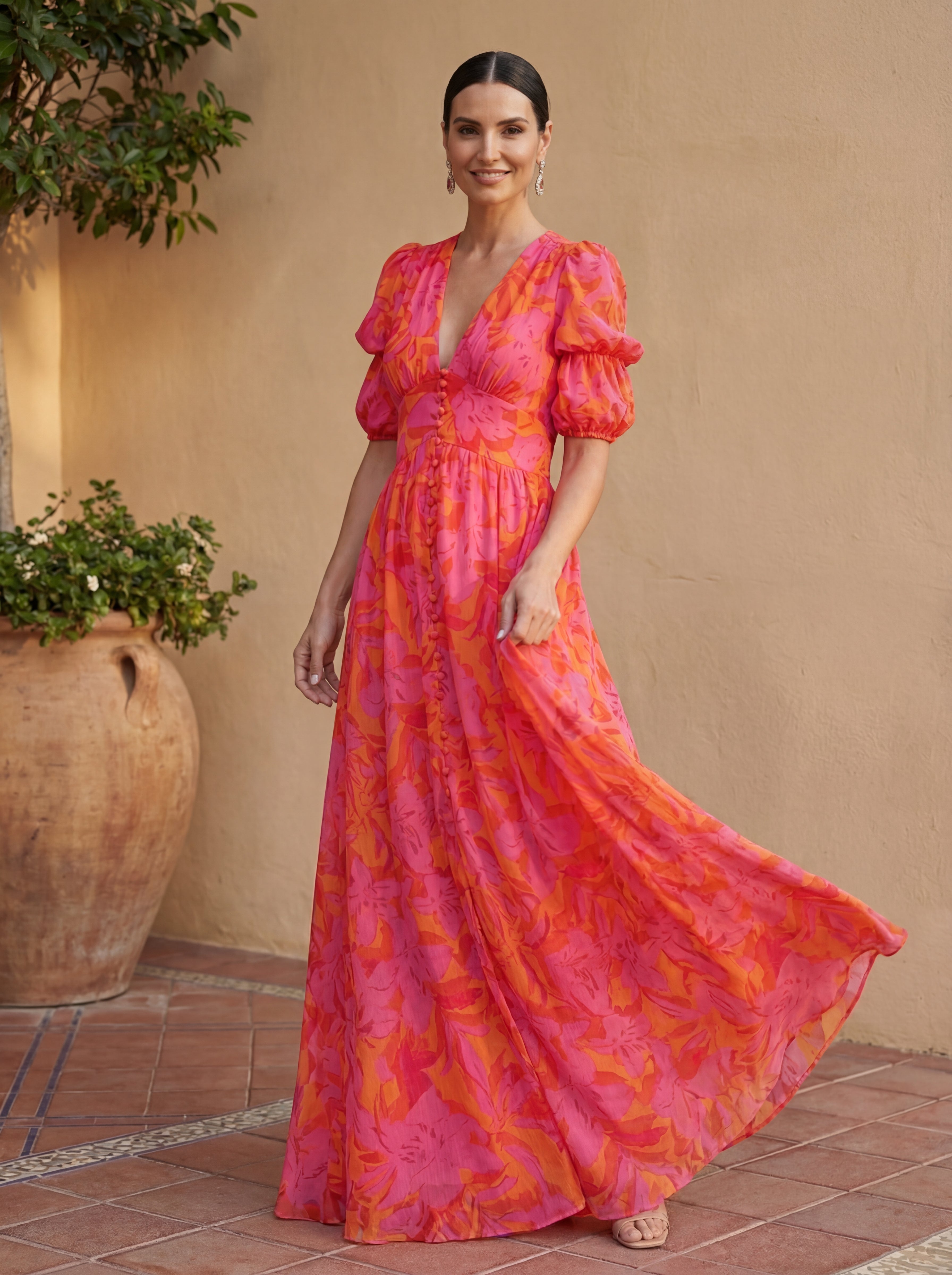 Olivia | Zomerse Maxi Jurk met Bloemprint