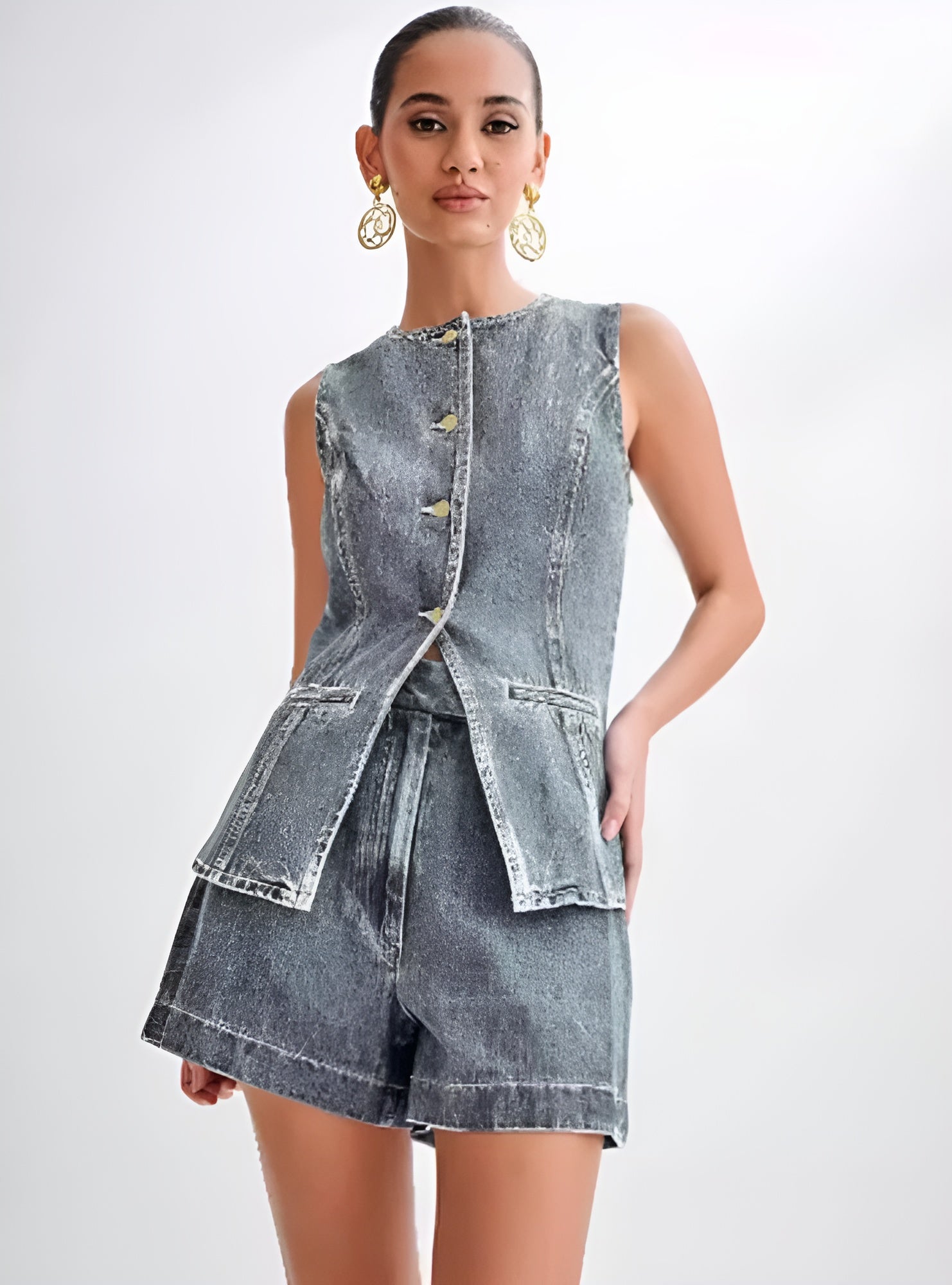 LALUNA®  | DENIM BUTTON UP SET