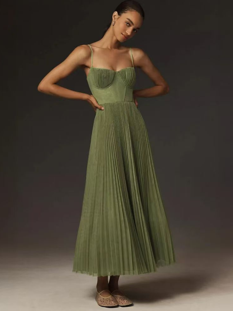 Laluna® | Chique Olijfgroene Dress