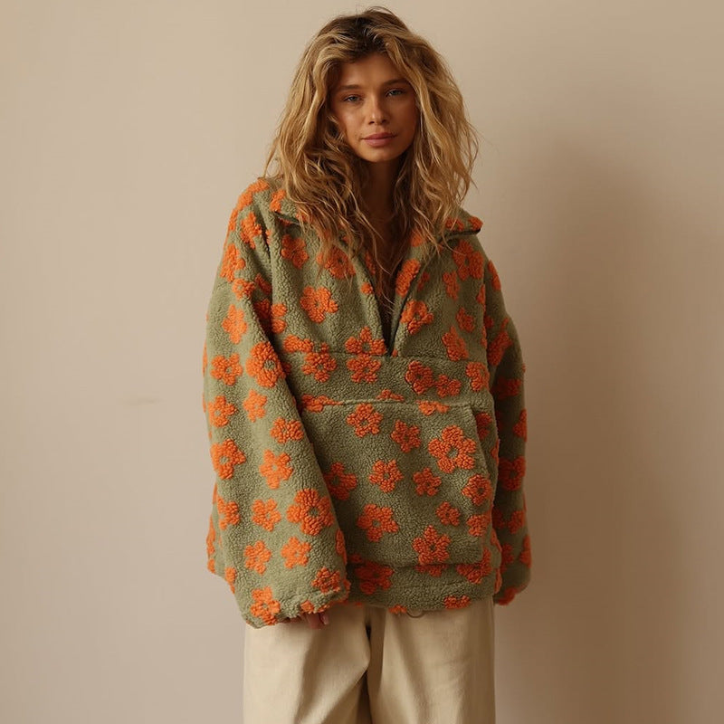 Laluna® | Fleece trui met bloemenprint