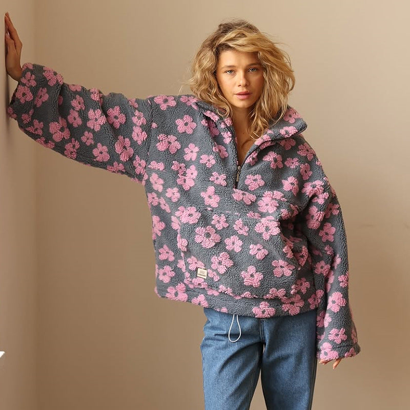 Laluna® | Fleecetrui met bloemenprint