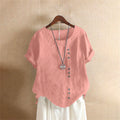 Damesblouse van linnen met decoratieve knopen