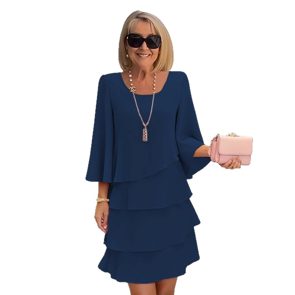 Roos | Elegante Midi Jurk met Volants