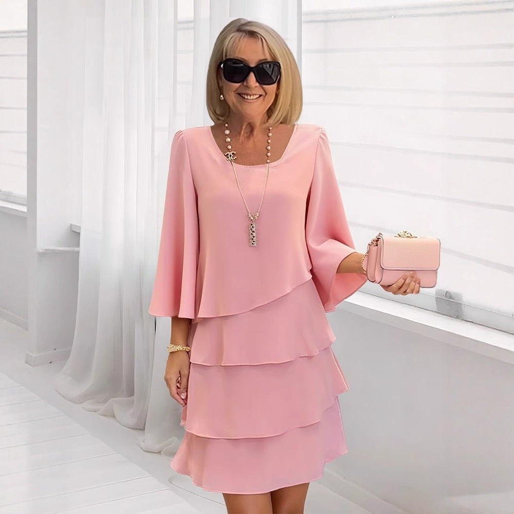 Roos | Elegante Midi Jurk met Volants