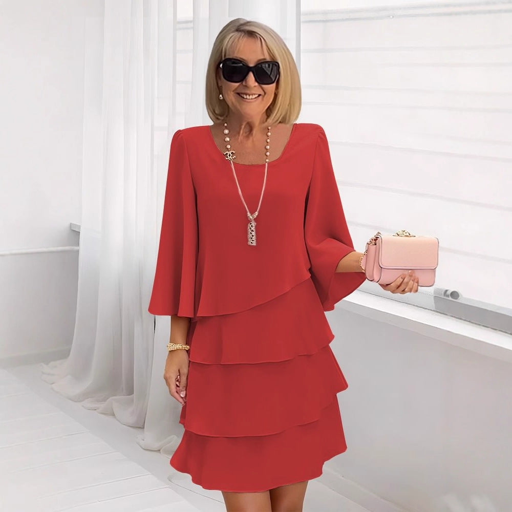 Roos | Elegante Midi Jurk met Volants