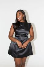 Laluna® |  Satin Straight Neck Mini Dress