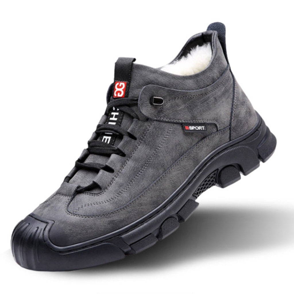 Leren herensneaker met voering van kunstwol
