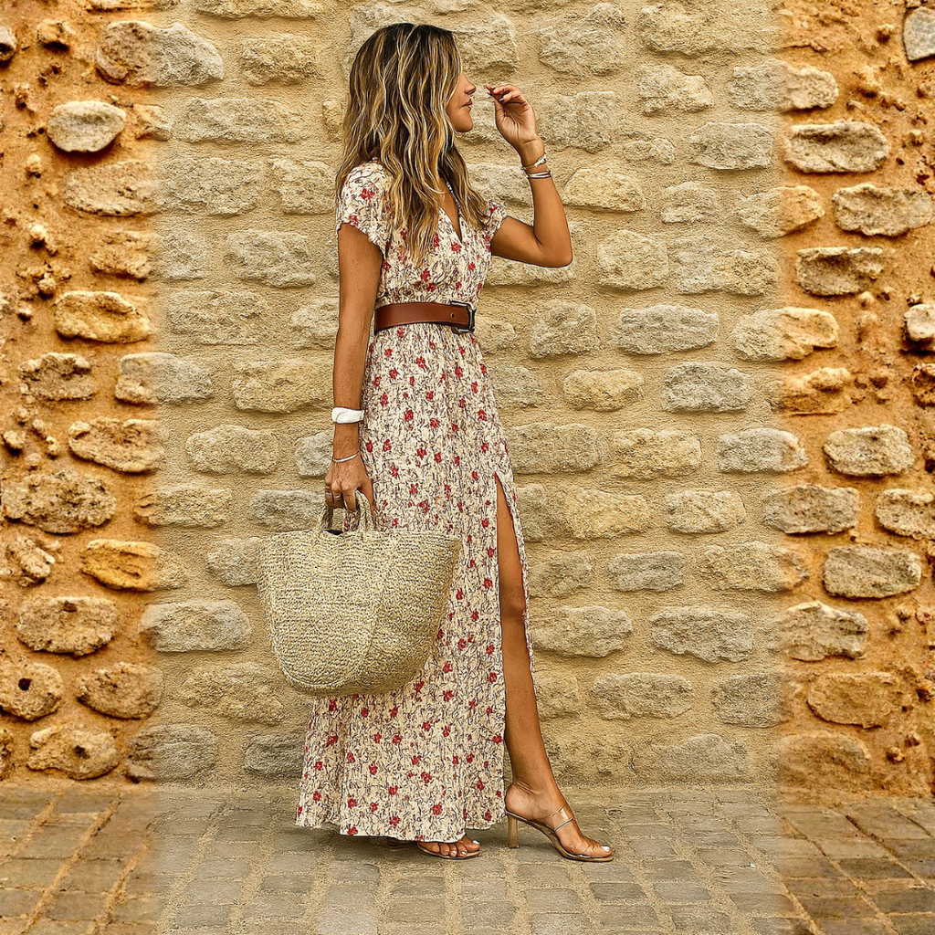 Ilse | Lange Boho Jurk met Ceintuur