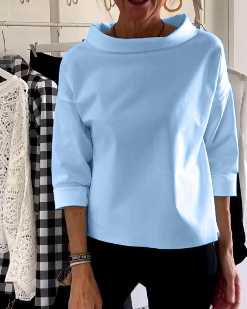 Laluna® | Casual top met effen revers
