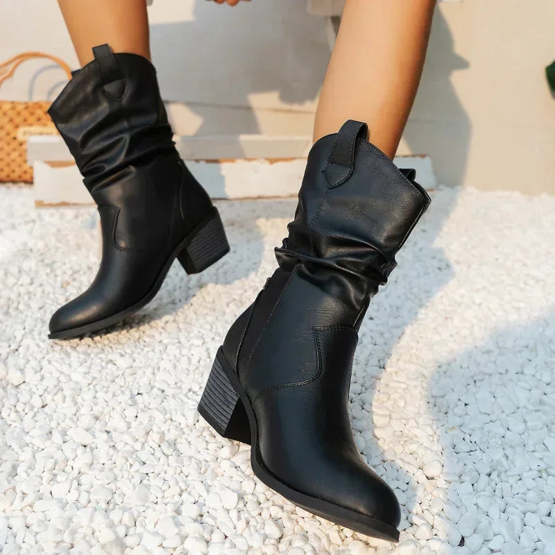 Laluna® | Klassieke Mid-Calf Western Boots