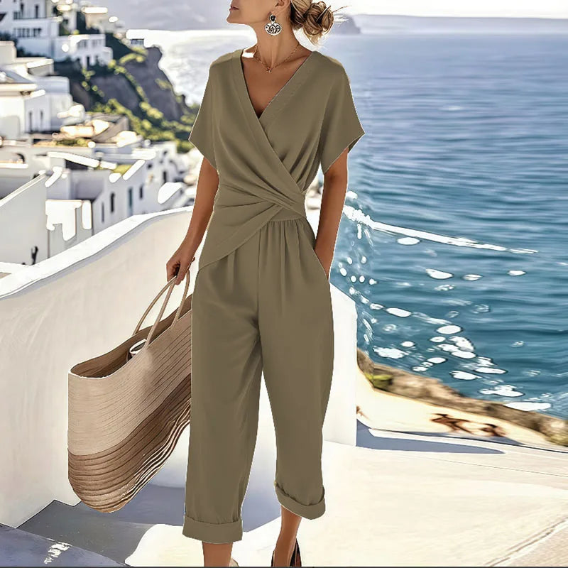 Lucia | Zomer Jumpsuit V-hals Wikkeloptiek