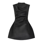 Laluna® |  Satin Straight Neck Mini Dress
