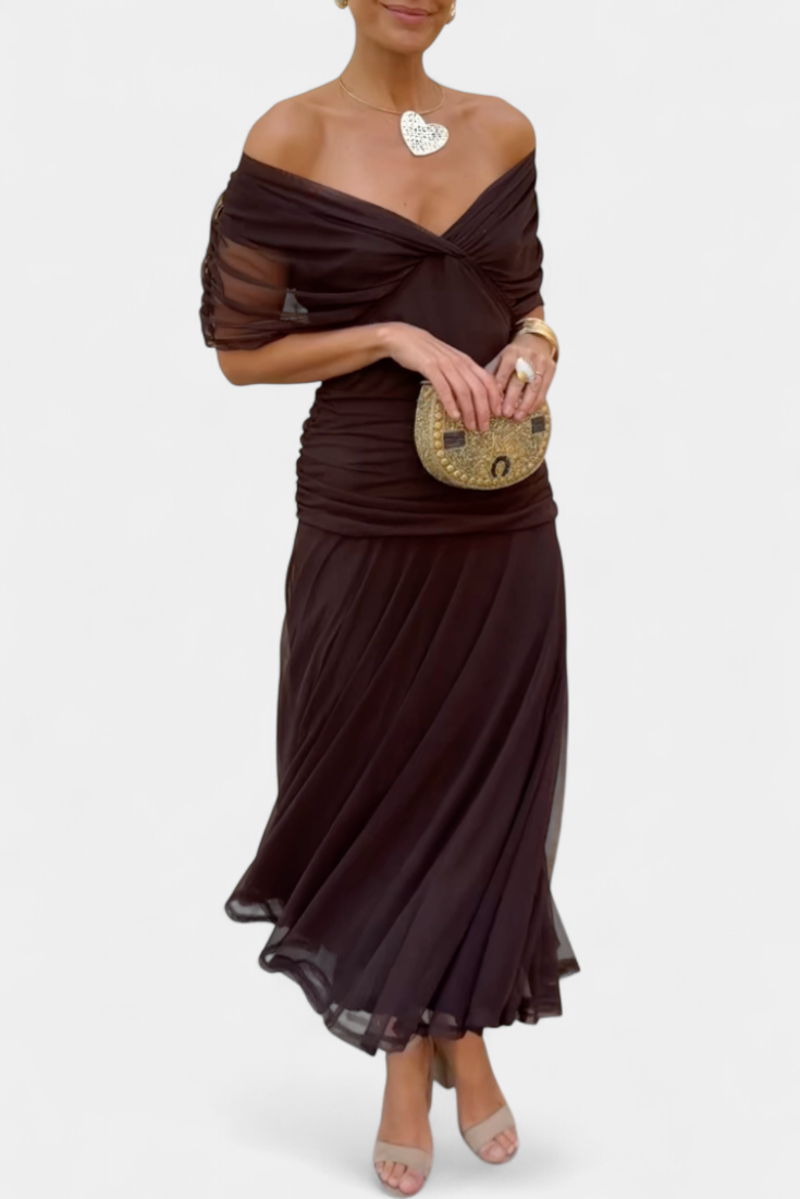 Laluna® | Lange jurk met bloemenprint en V-halslijn