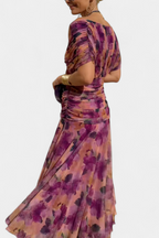 Laluna® | Lange jurk met bloemenprint en V-halslijn