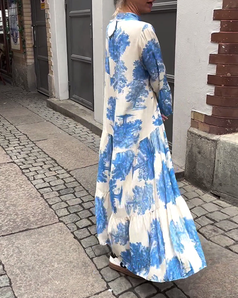 Laluna® | Patchworkjurk met V-hals en Klokmouwen