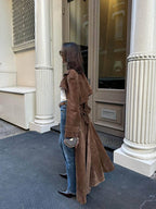 LALUNA® | FAUX SUEDE TRENCHCOAT