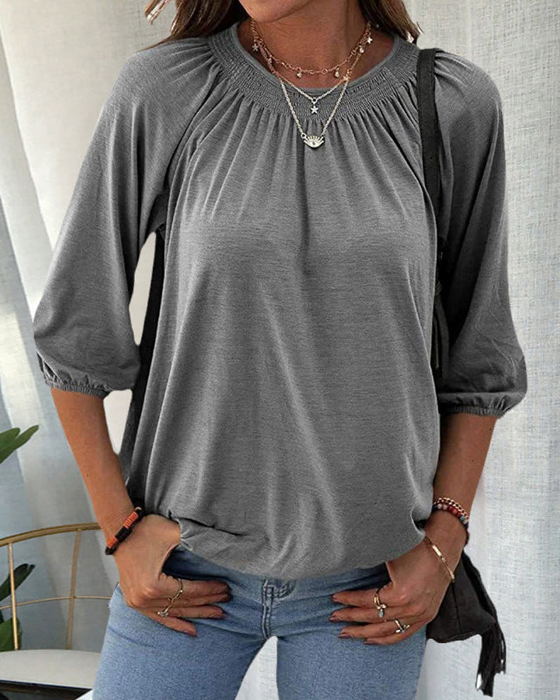 Laluna® | T-shirt met ronde hals en 3/4-mouwen