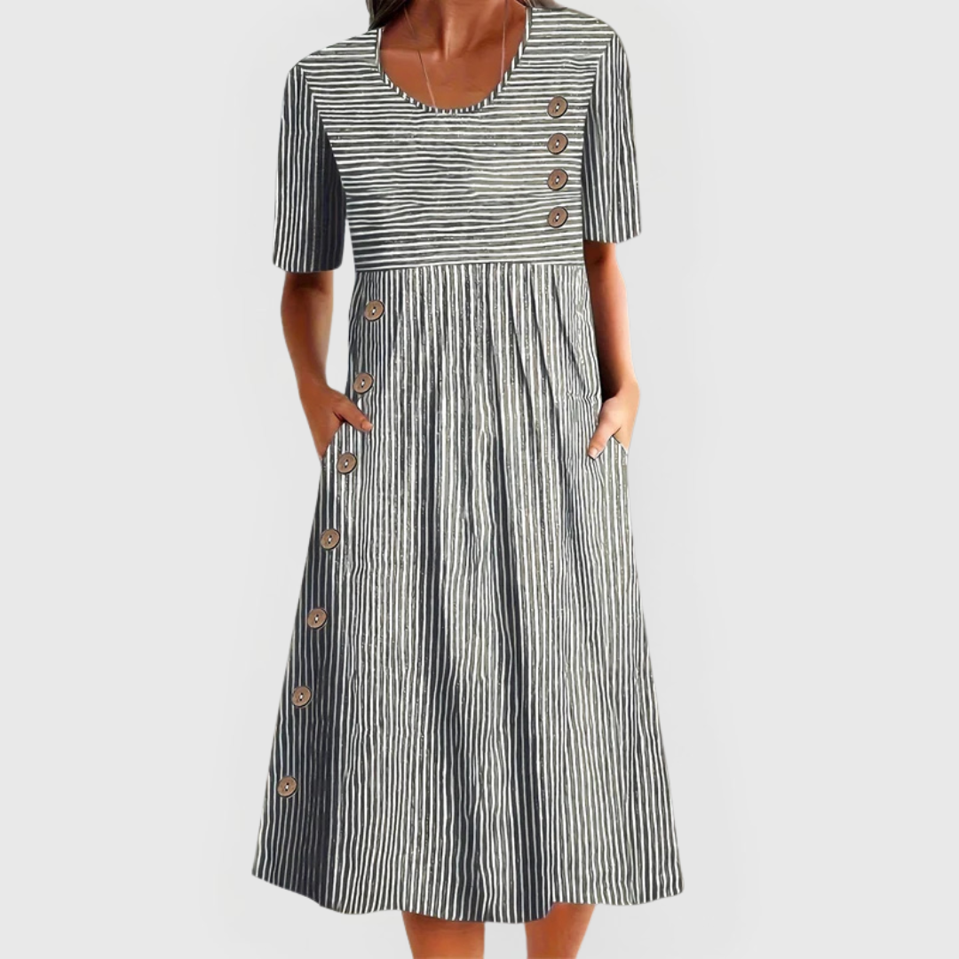 Julia | Gestreepte Midi Jurk
