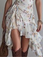 Noa | Retro Mini Jurk met Bloemen