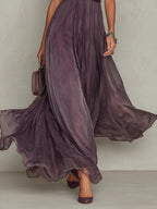 Flavia • Lange jurk met chiffon kantafwerking