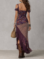 Yara | Paarse Maxi Jurk met Luipaardprint