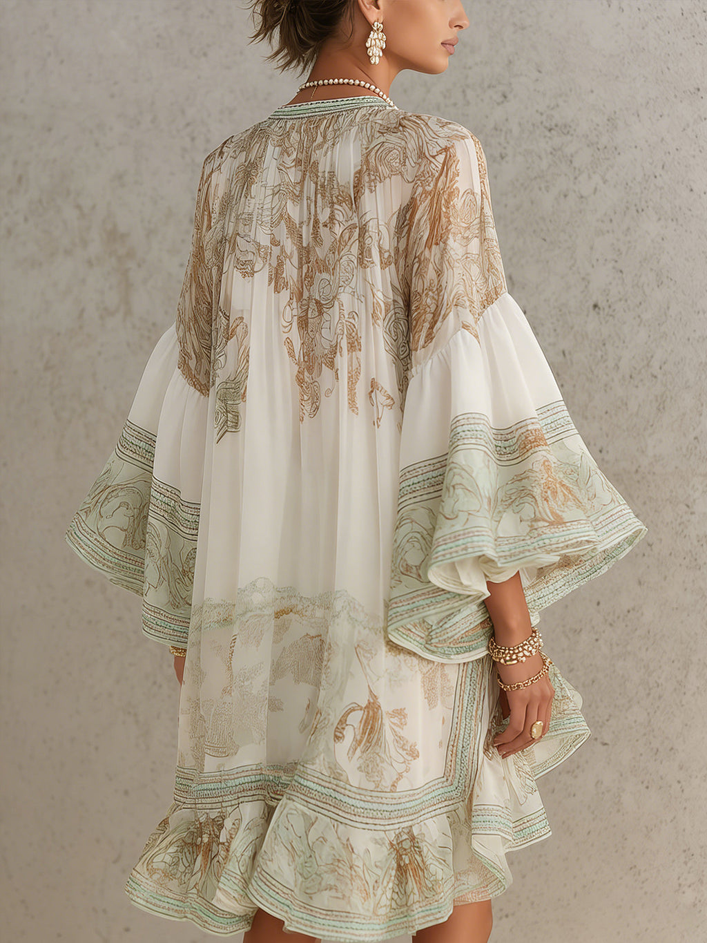 Merel | Asymmetrische Groene Jurk met Volants