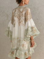 Merel | Asymmetrische Groene Jurk met Volants