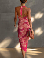 Manon | Fuchsia Kokerjurk met Bloemenprint