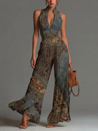 Ilse | Vloeiende Geplooide Jumpsuit met Bohemien Print