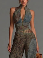 Ilse | Vloeiende Geplooide Jumpsuit met Bohemien Print