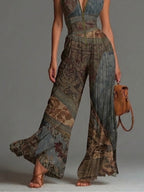 Ilse | Vloeiende Geplooide Jumpsuit met Bohemien Print