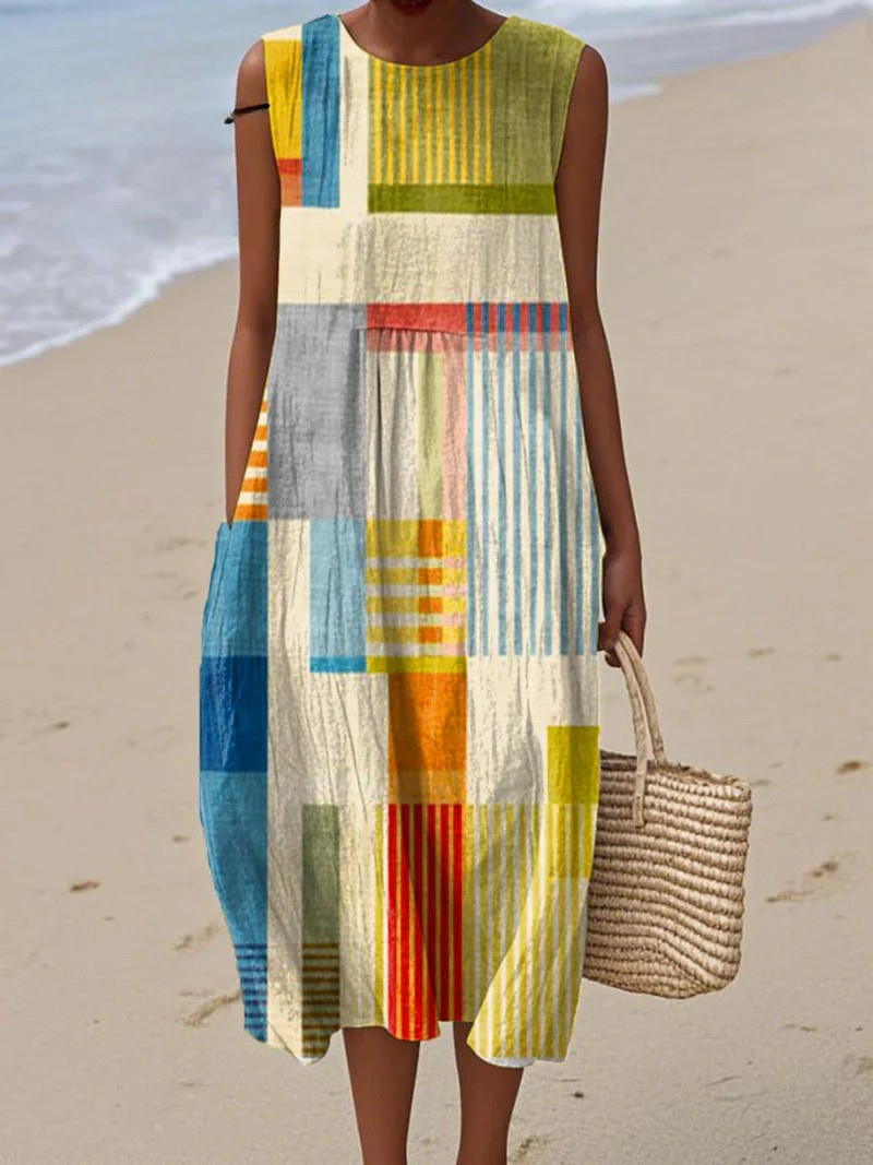 Laluna® | Mouwloze Maxi Dress met structuur