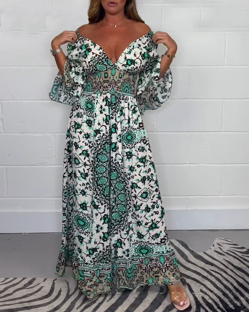 Laluna® | Bedrukte jumpsuit met diepe V-halslijn