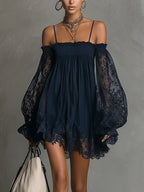 Naomi • Mini-jurkmet off-shoulder halslijn
