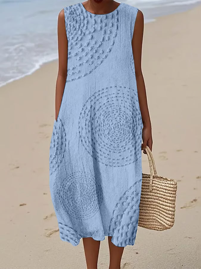 Laluna® | Mouwloze Maxi Dress met structuur