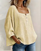 Blouse Eenvoudig Vierkante Hals met Lange Mouwen